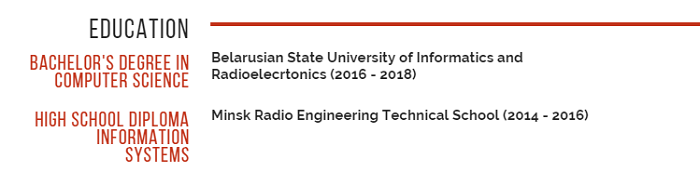 Пример раздела "Образование" в резюме на английском